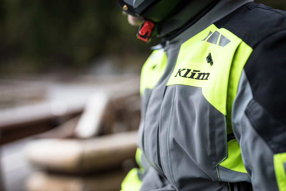 Shop the new 2019 Klim men’s Latitude jacket in high-vis yellow for max protection, reflection, and high-visibility.